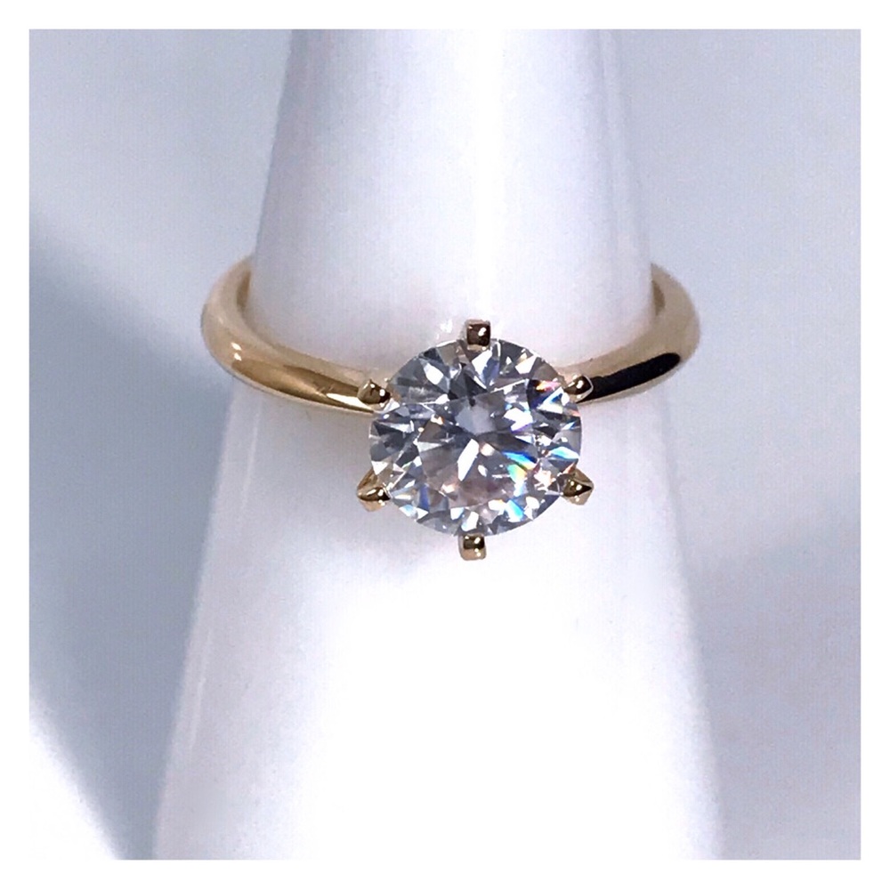 14KT 2 CARAT GENUINE MOISSANITE SOLID YELLOW GOLD SOLITAIRE RING NWOT - Picture 13 of 13